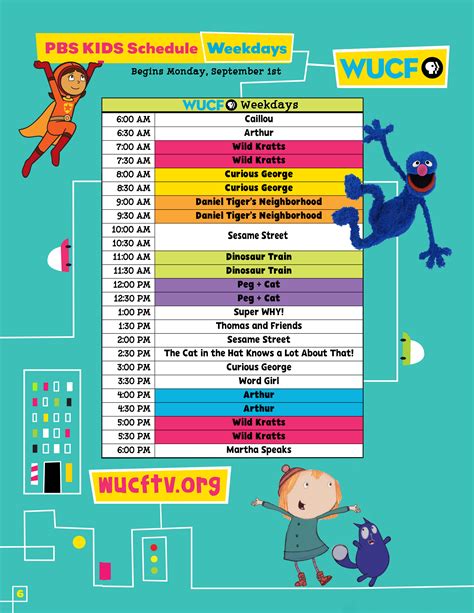 Pbs kids schedule 2008. PBS Kids Channel Schedule (February 5, 2024) PBS Kids Channel Satellite Schedule (February 5, 2024) WPT Schedule (September 3, 2012) WPT Schedule (October 7, 2013) ... September 1 - October 5, 2008 [] Weekdays. KCET-1 [] 5:00 am Barney & Friends; 5:30 am Raggs; KCET-2 [] 6:30 am Maya & Miguel; 7:00 am Sesame Street; 8:00 am Martha Speaks; 8: ... 