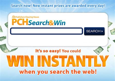 PCHSearch&Win is the only search engine that could make you a Publishers Clearing House Millionaire! Use it every day to find information and websites you're looking for — like weather reports, top news, recipes and more! Plus, you'll get a daily entry for PCH Millions and chances to win instantly!. 