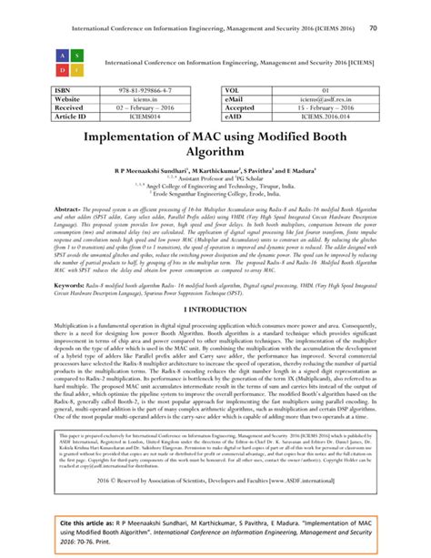 Pdf 6 Bit Modified Booth Algorithm Using Mac Architecture Avinash Rai