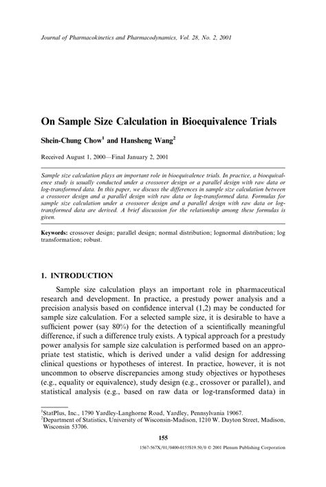 Pdf A Note On Sample Size Calculation In Bioequivalence Trials