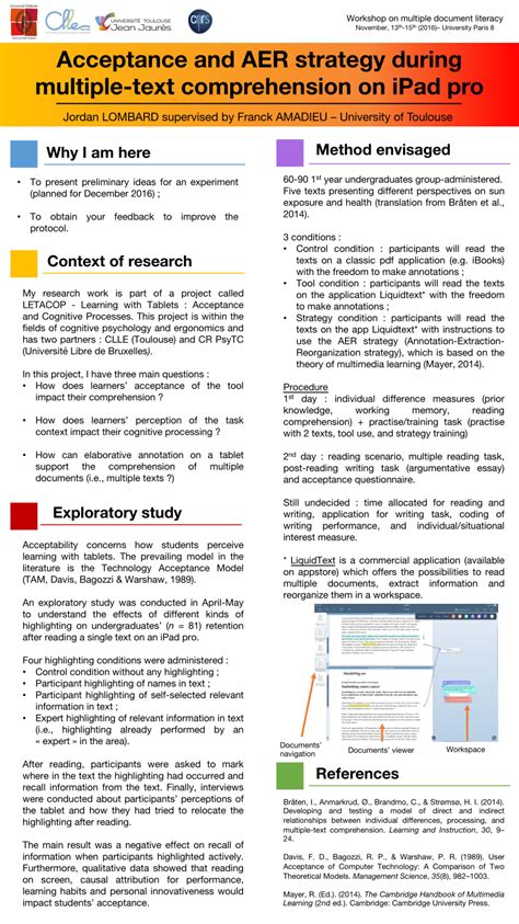 Pdf Acceptance And Aer Strategy During Multiple Text Comprehension On Ipad Pro