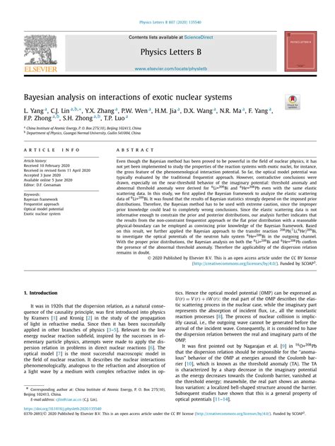 Pdf Bayesian Analysis On Interactions Of Exotic Nuclear Systems