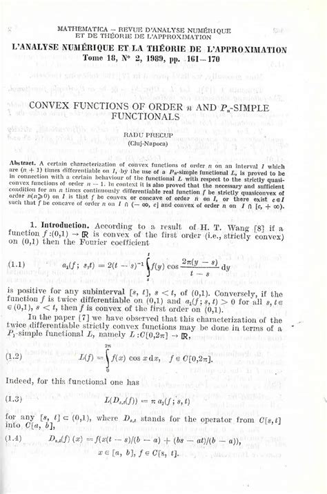 Pdf Convex Functions Of Order N And P N Simple Functionals