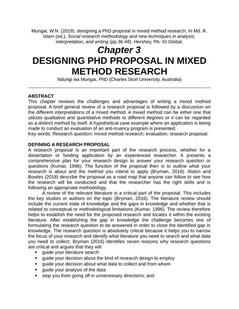 Pdf Designing A Phd Proposal In Mixed Method Research Dissertation