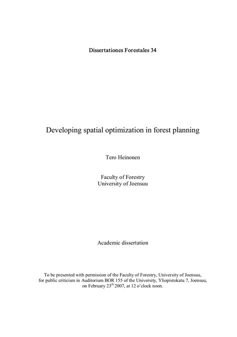 Pdf Developing Spatial Optimization In Forest Planning