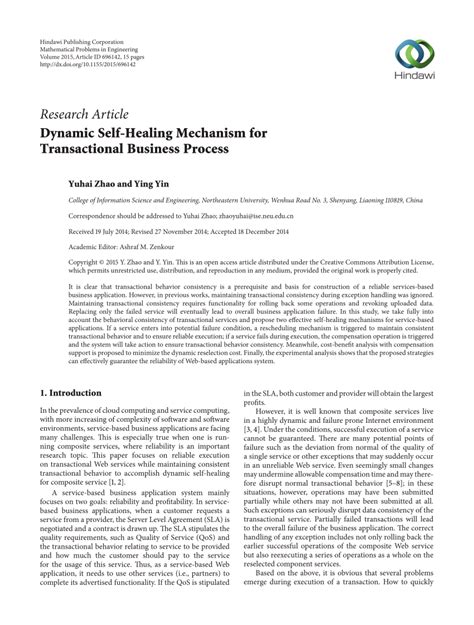 Pdf Dynamic Self Healing Mechanism For Transactional Business Process