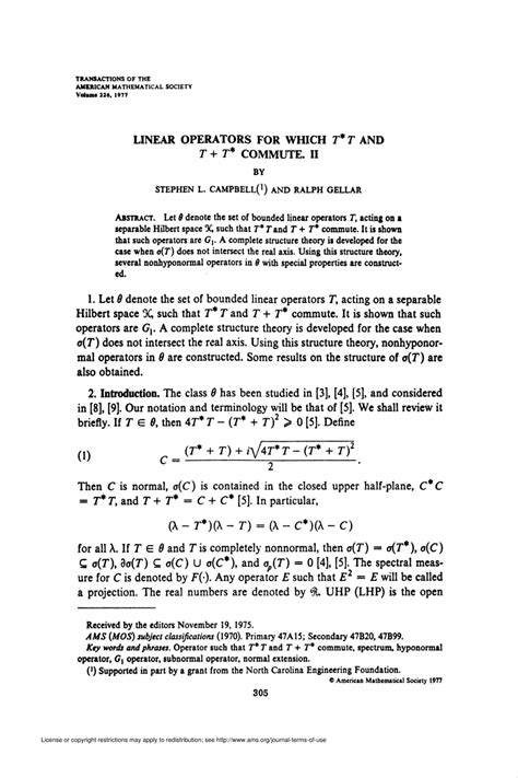 Pdf Linear Operators For Which T Sp T And T T Sp Commute Ii