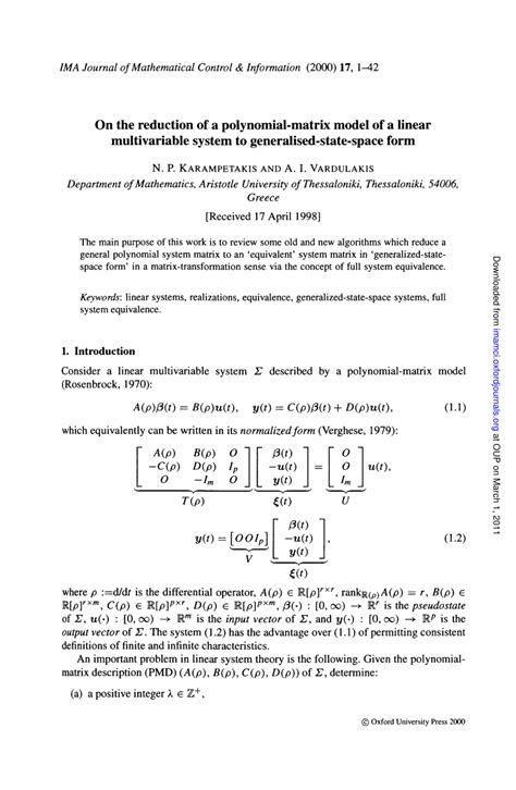 Pdf Model Reduction Via Projection Of Generalized State Space Systems