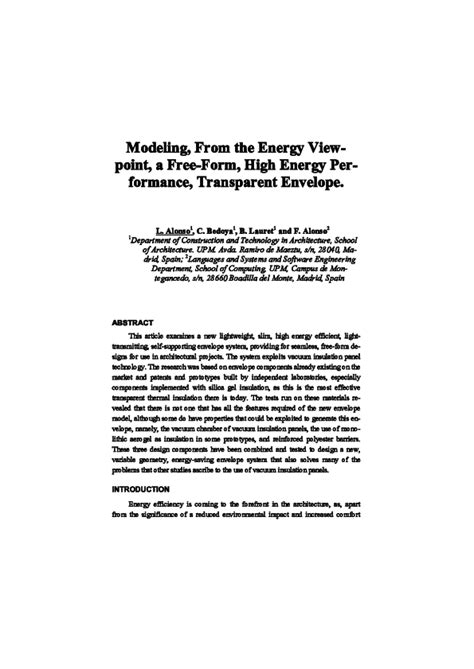 Pdf Modeling From The Energy View Point A Free Form High Energy Performance Transparent Envelope