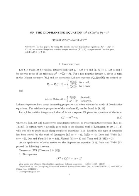 Pdf On The Diophantine Equation X 2 C Y 2 D Z 4