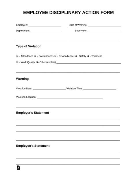 Pdf Printable Disciplinary Action Form
