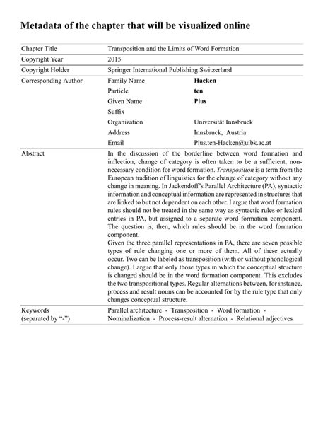 Pdf Transposition And The Limits Of Word Formation