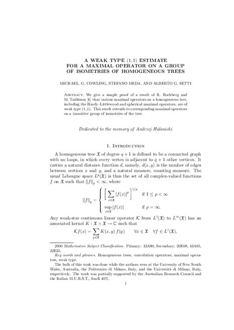 Pdf Weak Type 1 1 Estimates For Heat Kernel Maximal Functions On Lie Groups
