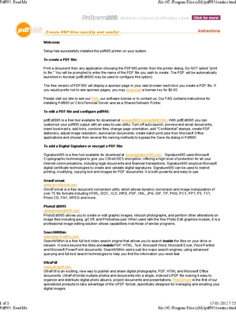 Pdf995 Read Me Portable Document Format File Format