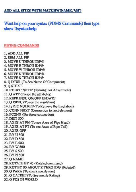 Pdms Commands 2