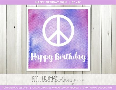 Peace Sign Party Printable Birthday Party Printable Etsy