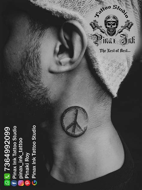 Peace Sign Tattoo On Neck
