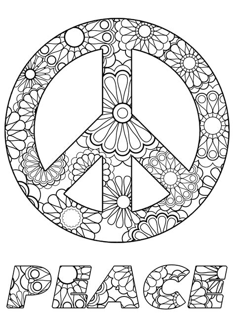 Peace Symbols Anti Stress Adult Coloring Pages