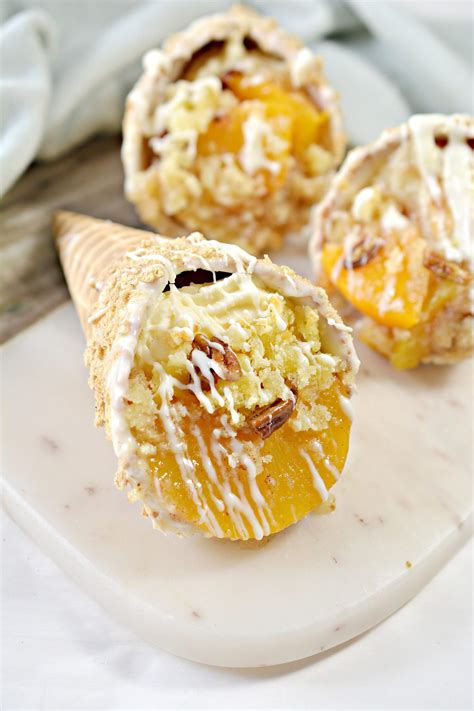 Peach Cobbler Stuffed Cones - Sweet Pea