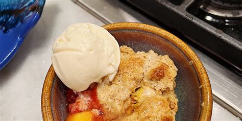 Peach Cornbread Cobbler - by Kate Ray - soft leaves