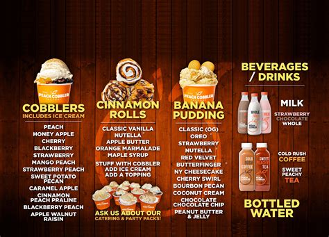 Peach cobbler factory menu with prices near me. View the Peach Cobbler Factory Atlanta menu prices list below for the most accurate and up-to-date menu prices. We aggregate data from one or more Peach Cobbler … 