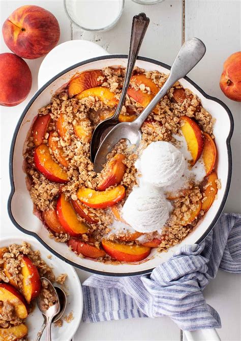 Peach dish. Instructions. Preheat the oven to 400°F and grease a 9x13-inch baking dish with coconut oil. Layer the peaches into the bottom of the baking dish and drizzle the lemon juice over the peaches. In a medium bowl, mix the … 