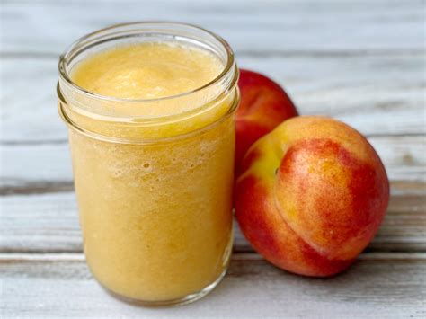 Peach puree. Peach teas, sangriasand smoothies are just some of the options offered by versatile, easy-to pour Monin peach fruit purée. Like the other Monin fruit purées, Monin peach fruit purée is made from thehighest quality fruit picked at peak ripeness, concentrated immediately to preserve optimal fruit texture and flavor. 