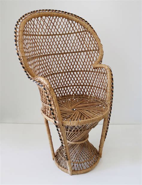 Peacock wicker chair. Sale Price $55.24. 64.99 Original Price $64.99 (15% off) Add to Favorites. Rattan doll chairs Peacock chair Wicker green arm chair Sold separately. Add to Favorites. Retro Rattan Peacock Barrel Back Chair, Vintage Full Size Wicker Armchair, Woven Bamboo Boho, Tropical Coastal Beach Style, Porch Bedroom. 