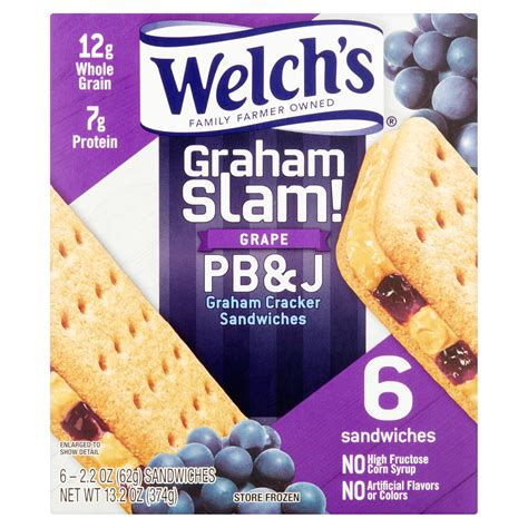 Peanut butter and jelly graham cracker sandwich. Find helpful customer reviews and review ratings for WELCHS GRAHAM SLAM SANDWICHES PEANUT BUTTER & GRAPE JELLY 6 CT PACK OF 2 at Amazon.com. Read honest and unbiased product reviews from our Amazon.com: Customer reviews: WELCHS GRAHAM SLAM SANDWICHES PEANUT … 