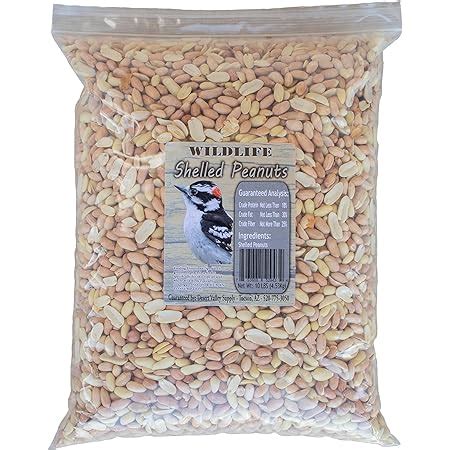 Peanuts, Shelled Bird Feed - 10 lb Bag-with Partial Skins