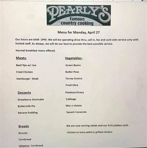 Pearly's - Southern Food Restaurant in Albany. See all. 97 photos. Pearly's. Southern Food Restaurant $ $$$ Albany. Save. Share. Tips 25. Photos 97. Menu. 8.7/ 10. 67. …. 