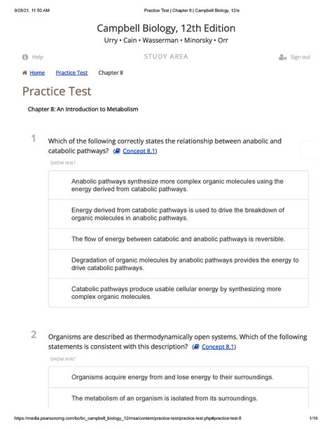 Pearson campbell biology practice tests.  Guides students to a true under...