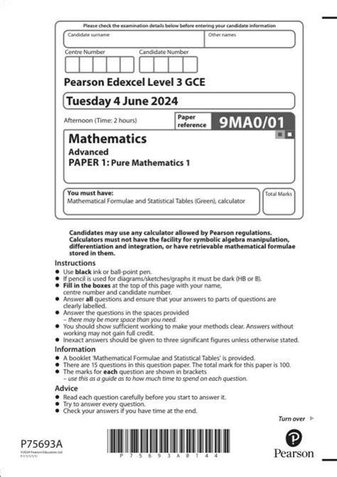 Pearson edexcel maths a level past papers.  Also included are exam question...