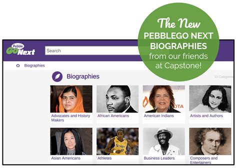 PebbleGo Next. Biographies. Article List.