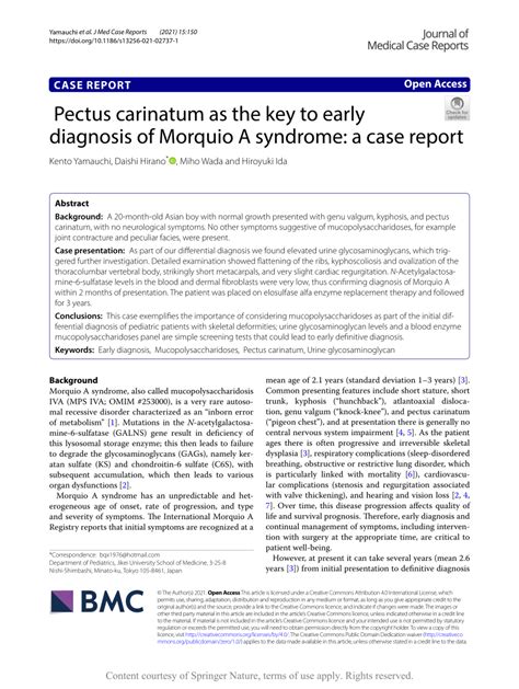 Pectus carinatum as the key to early diagnosis of Morquio A syndrome…