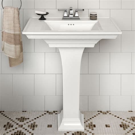 American Standard Townsend 29.25'' Tall Ceramic Rectangular Pedestal Bathroom Sink with Overflow. by American Standard. From $329.55 $405.60. ( 61) Fast Delivery. FREE Shipping. Get it by Tue. Sep 19. . 