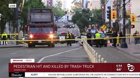 Pedestrian hit, killed by trash truck in downtown