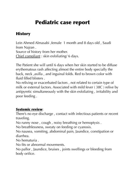 Pediatric case report sample.  Analyze key concepts in the care of acute ...