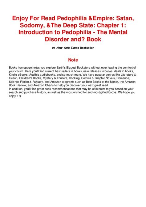 Read Online Pedophilia  Empire Satan Sodomy  The Deep State Chapter 1 Introduction To Pedophilia  The Mental Disorder And The Child Sex Abuse Crime By Joachim Hagopian