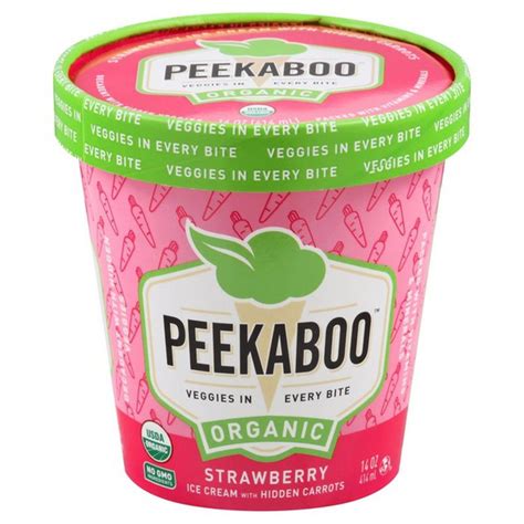 Peekaboo ice cream. With the introduction of newest flavors, including vegan options, Peekaboo expands its range as well as its retailers, including a limited-time release at Target stores in Florida and California. Flavors . Cookie Dough with hidden zucchini: Zucchini and hearty chunks of homemade chocolate chip cookie dough blended into delicious vanilla ice ... 