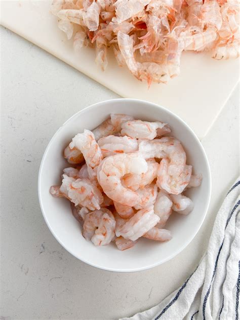 Peeled and deveined shrimp. 