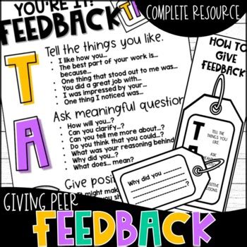 Peer Feedback Anchor Chart, Notes, Student Handouts, …