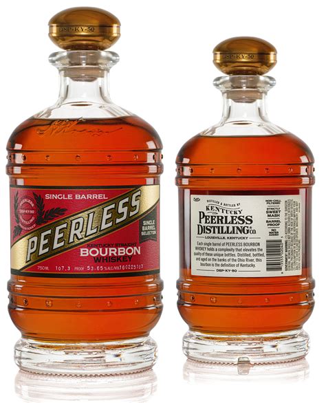 Peerless bourbon. Drink Responsibly. PEERLESS KENTUCKY STRAIGHT BOURBON & RYE WHISKEY, DISTILLED AND BOTTLED BY KENTUCKY PEERLESS DISTILLING CO. IN LOUISVILLE, KENTUCKY. PEERLESS IS A REGISTERED TRADEMARK. ALL RIGHTS RESERVED, THIS MATERIAL IS INTENDED FOR THOSE ABOVE THE LEGAL DRINKING AGE. 