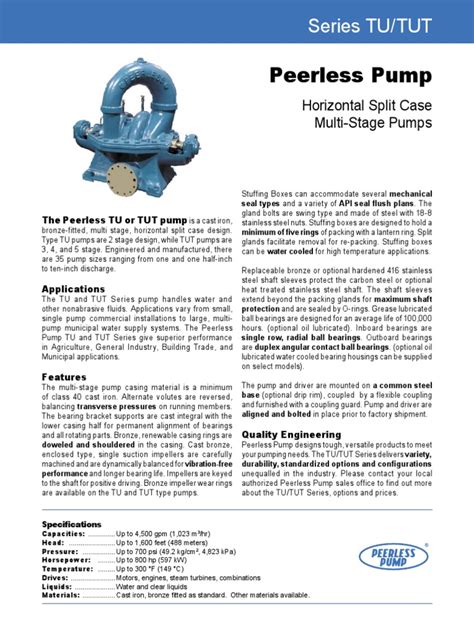 Peerless pump mtp.  This document provides performance data for a Peerless Model...
