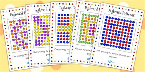 Pegboard Pattern Cards Card Patterns Peg Board Math Patterns