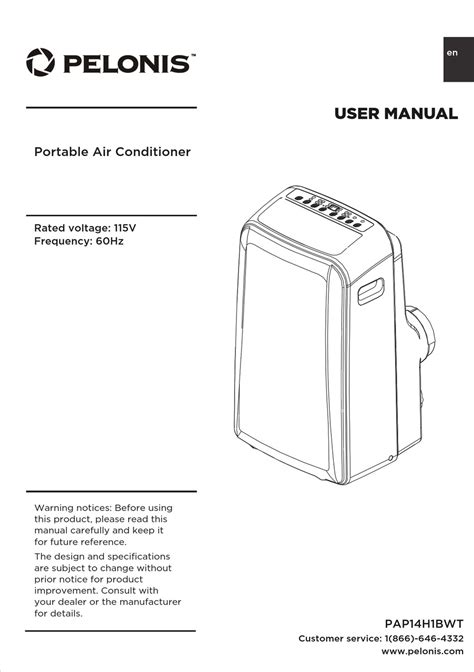 Pelonis Air Conditioner Parts. PELONIS PAP14H1BWT USER