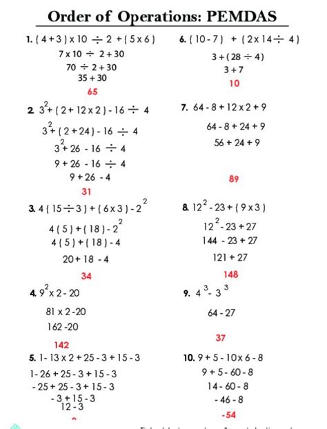 Pemdas Questions And Answers