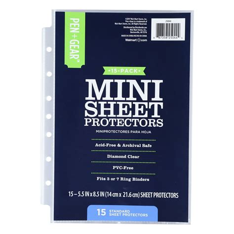 Pen + Gear Mini Sheet Protectors, 15 Sheets