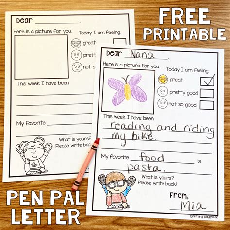 Pen pal letter template free pdf.  The document provides instructions a...