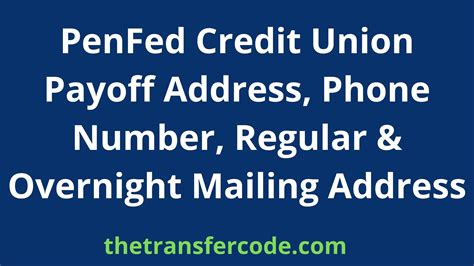 Penfed credit union payoff address. Join PenFed. Membership Eligibility. PenFed membership is open to everyone. PenFed primarily serves multiple military organizations, offering financial products and services tailored to the specific needs of military personnel and their families. The TOM Code for the credit union is 35 (Multiple common bond – primarily military). 